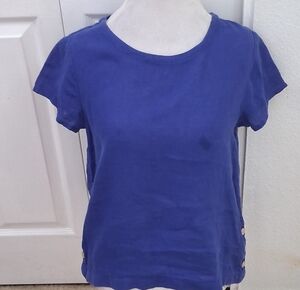 Cynthia Rowley 100% Linen Cobalt Blue Blouse With Button Detail    Size S